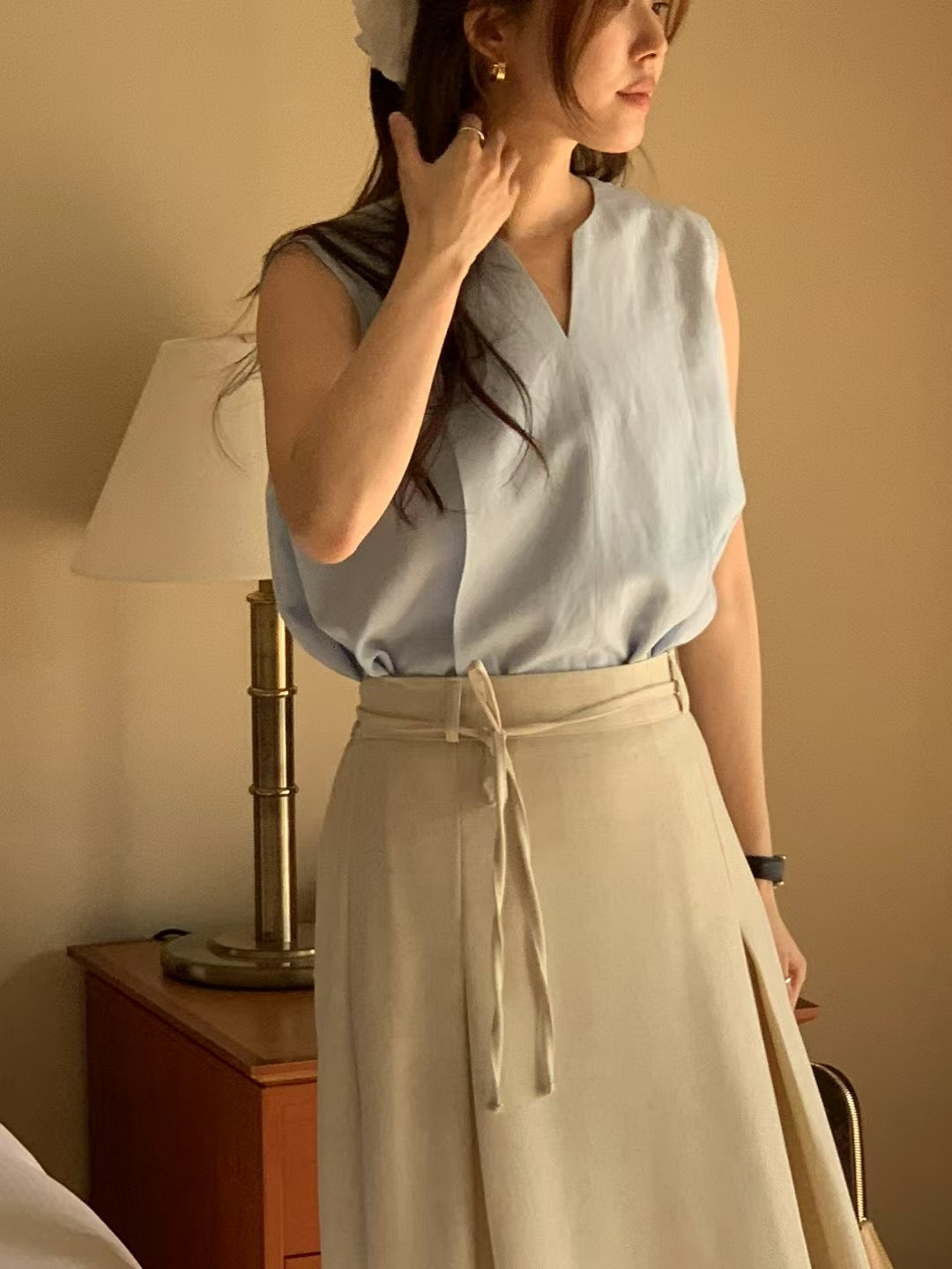 V-neck Linen Vest