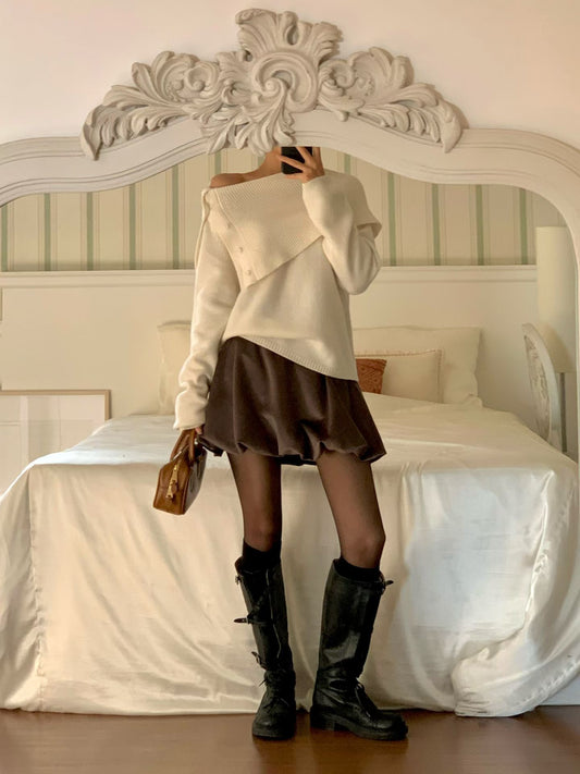 𝐍𝐨𝐯🇰🇷 Wool100 Off-shoulder Knit