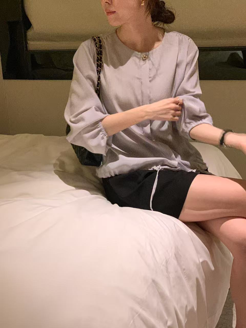 𝐌𝐚𝐫🇰🇷 Gold Button Sheer Blouse ᵇᵉˢᵗ ⁱᵗᵉᵐ