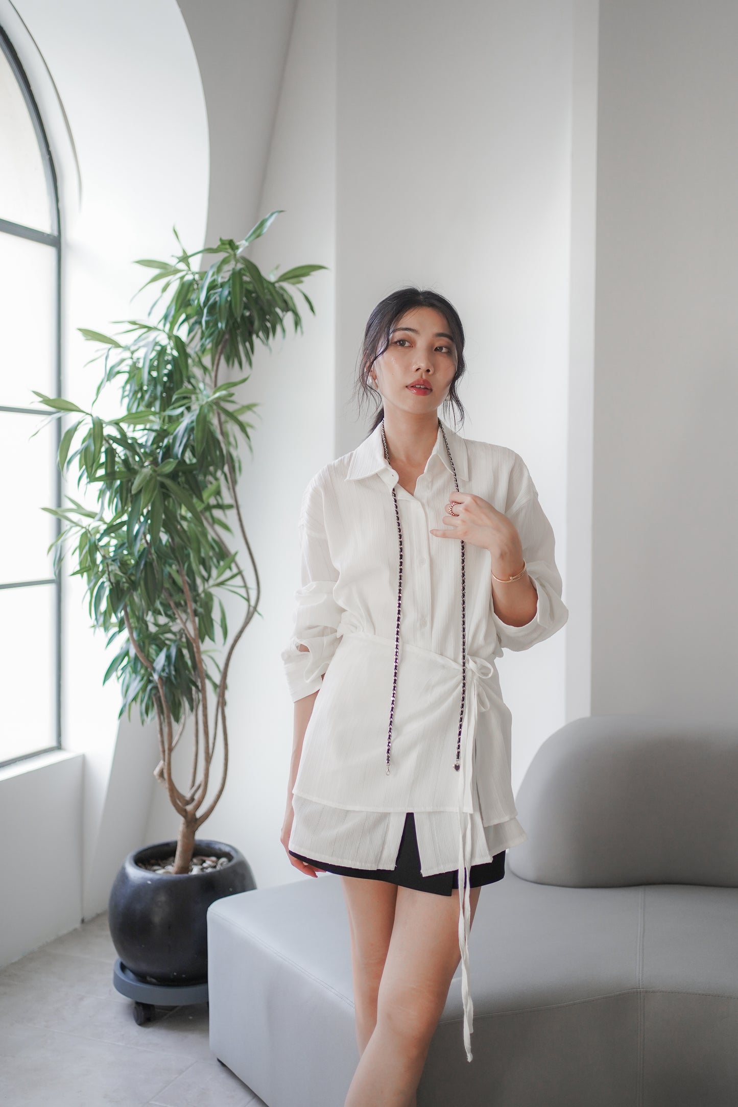 𝐎𝐜𝐭 Layered Wrap Shirt 【免熨自然直!】