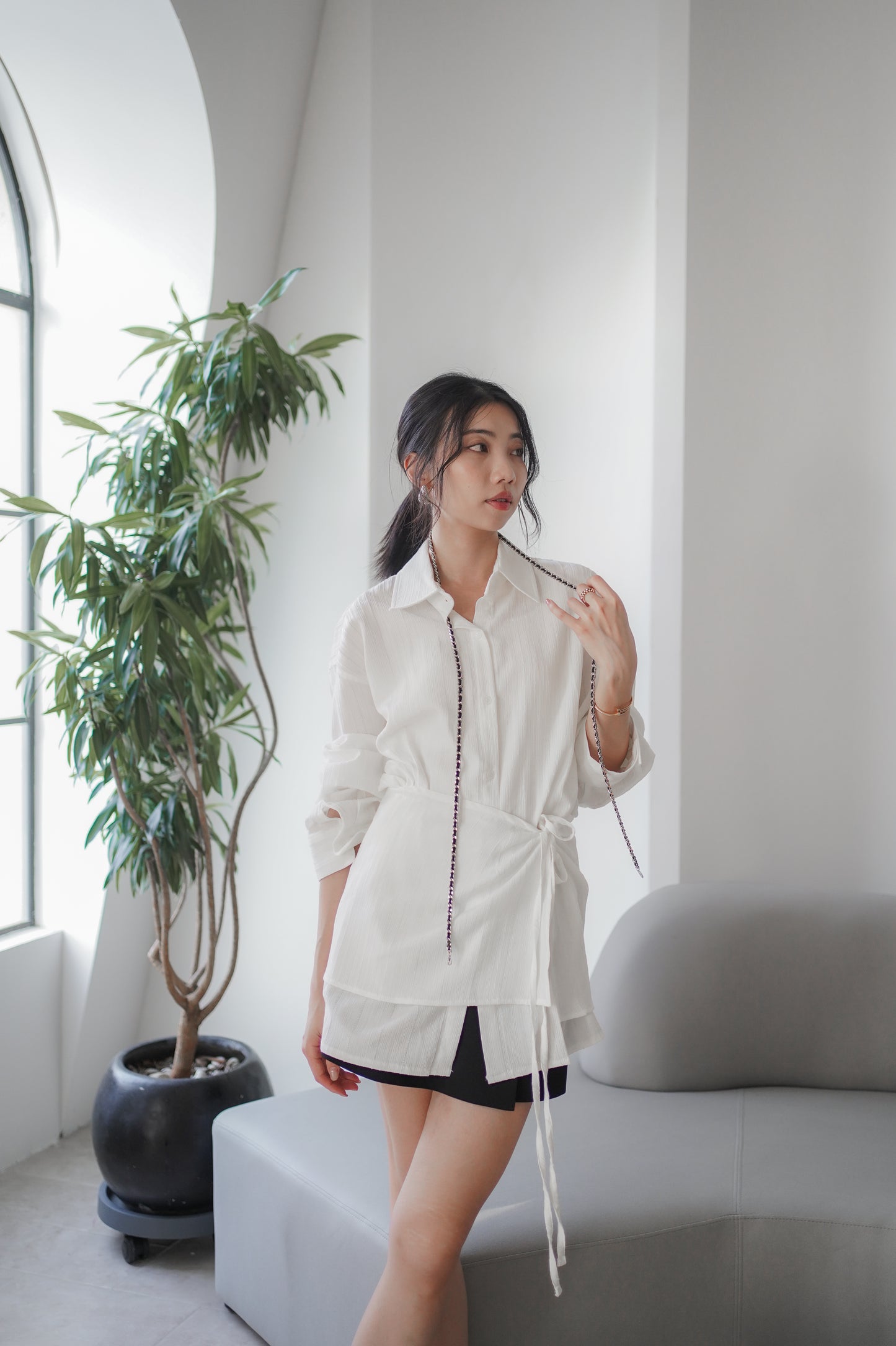 𝐎𝐜𝐭 Layered Wrap Shirt 【免熨自然直!】