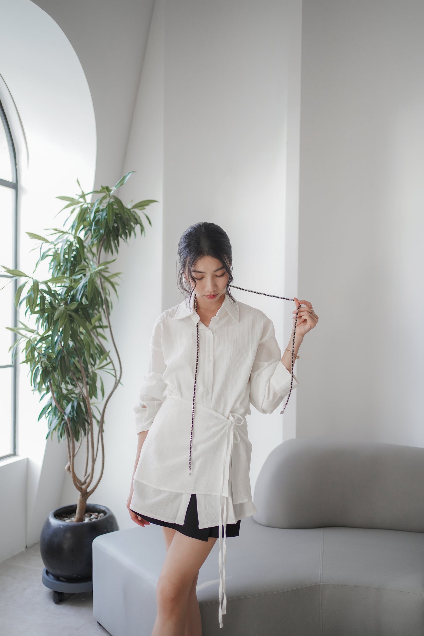 𝐎𝐜𝐭 Layered Wrap Shirt 【免熨自然直!】