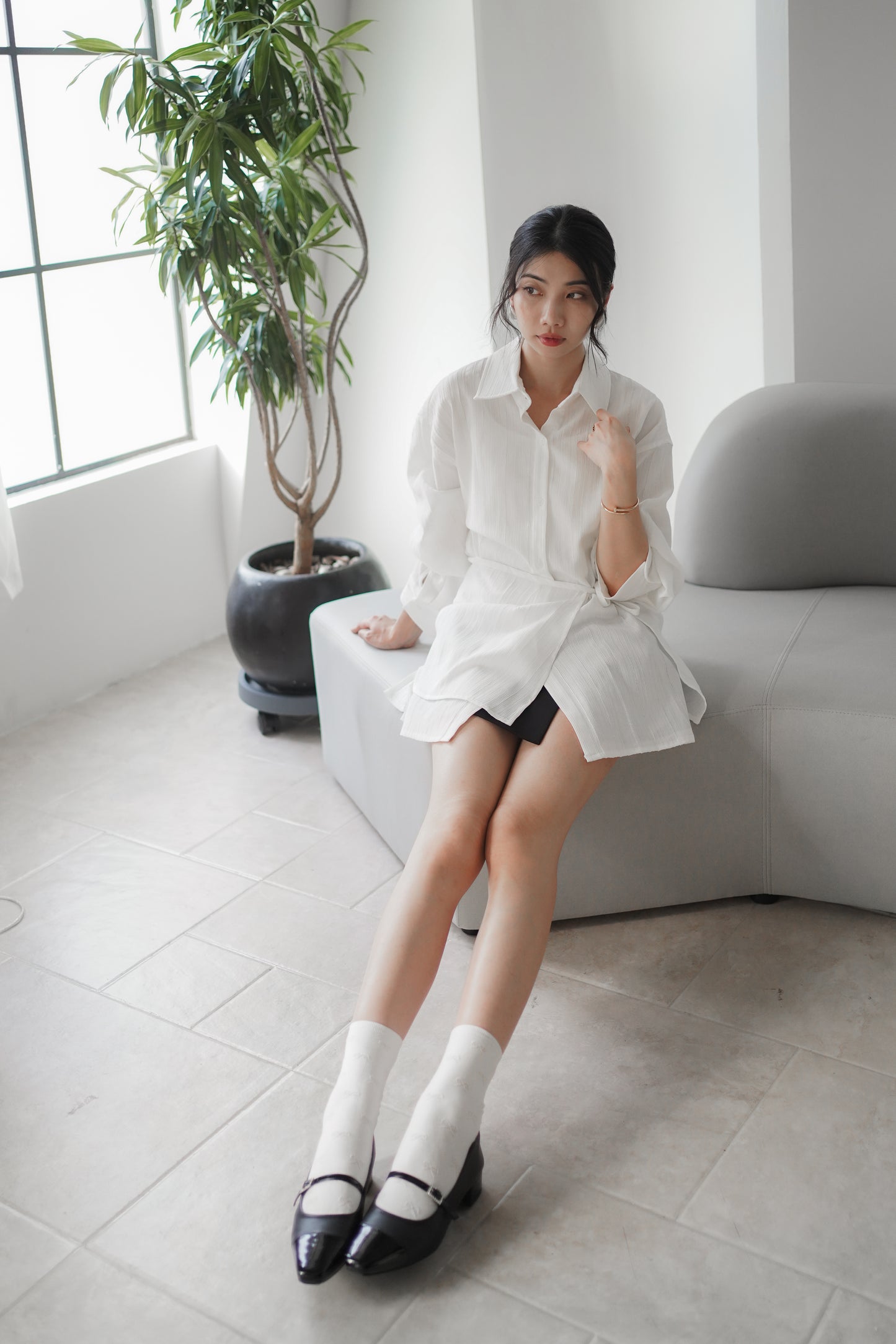 𝐎𝐜𝐭 Layered Wrap Shirt 【免熨自然直!】