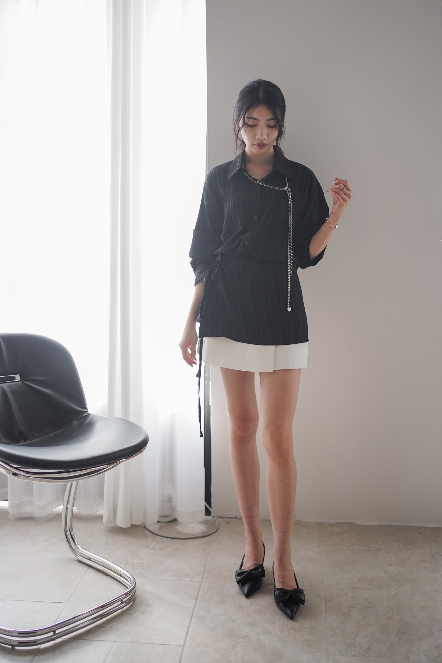 𝐎𝐜𝐭 Layered Wrap Shirt 【免熨自然直!】