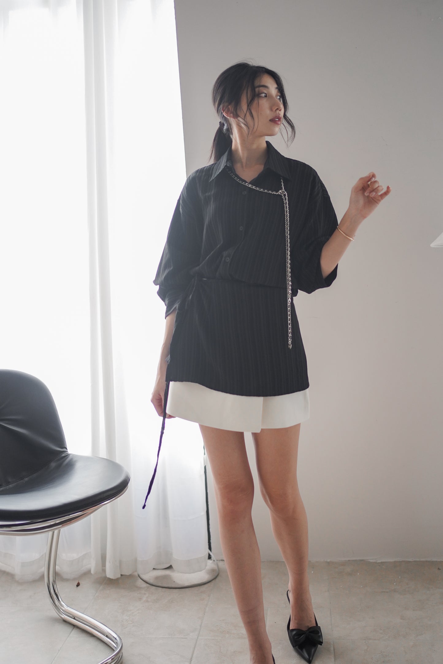 𝐎𝐜𝐭 Layered Wrap Shirt 【免熨自然直!】