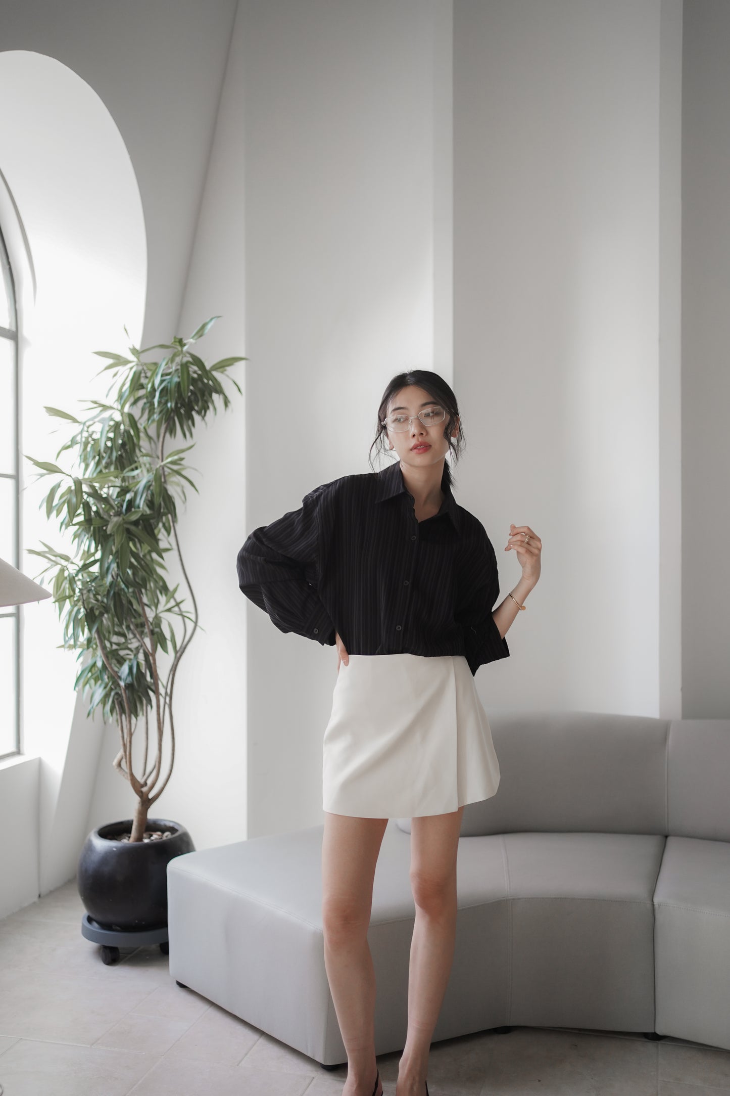 𝐎𝐜𝐭 Layered Wrap Shirt 【免熨自然直!】