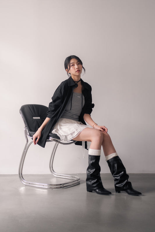 𝐊𝐞𝐝𝐢 𝐱 𝐓𝐡𝐞 𝐊𝐨𝐫𝐧𝐞𝐫 Sleeves Heel Boots - Black
