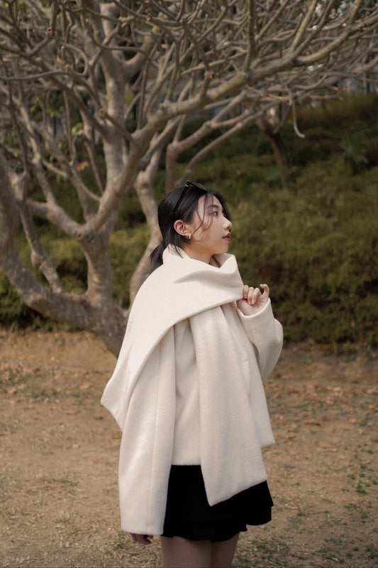 𝐃𝐞𝐜 【Kedi Made】Atelier Wool Coat & Scarf Set 〖法式極簡短外套〗