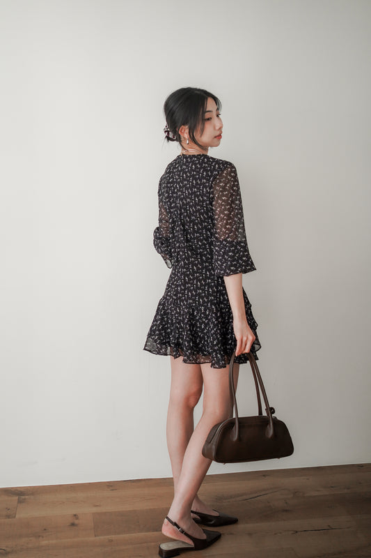 𝐌𝐚𝐫🇰🇷 〖法式感〗 Noir Fleur Dress