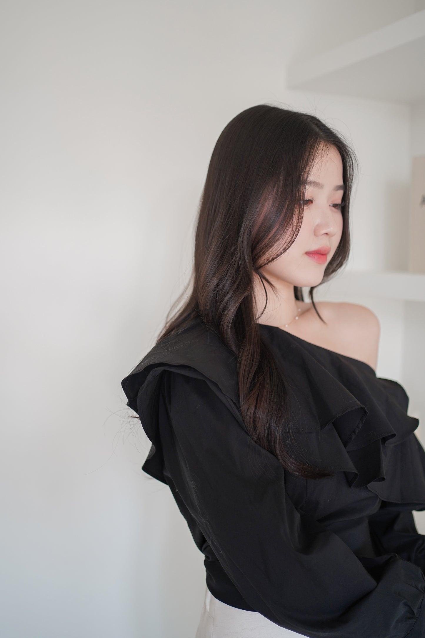 Single Shoulder Ruffle Top