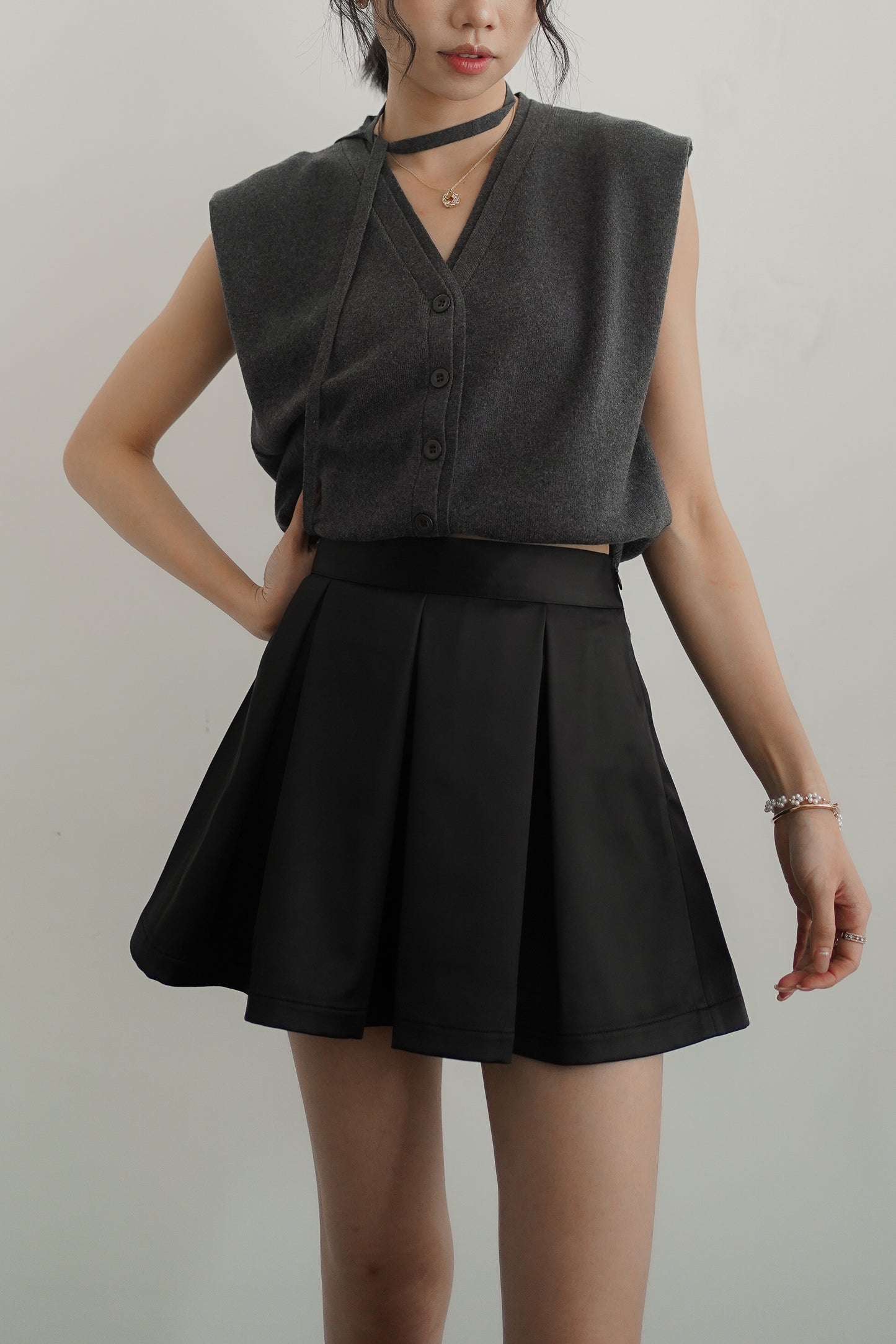 𝐀𝐮𝐭 Satin Prep Skirt