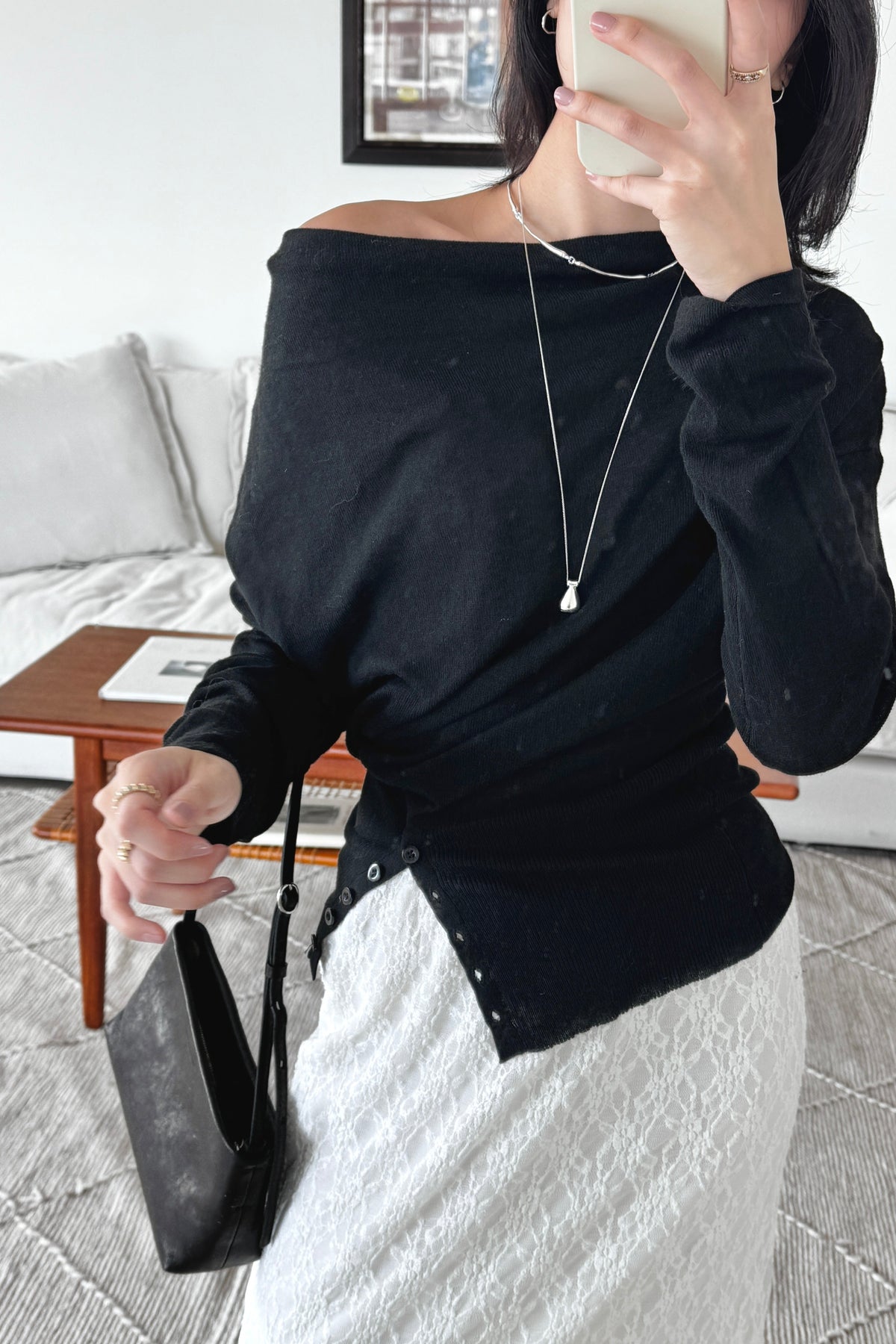 KR 𝐒𝐞𝐩【Feminine Pick】Bare Shoulder Sheer Knit
