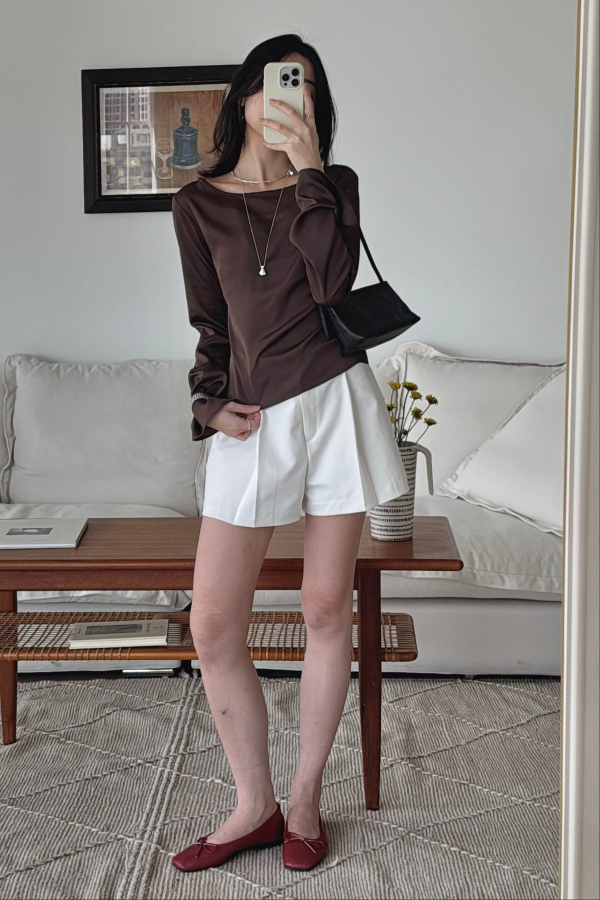 KR 𝐒𝐞𝐩【Office Basics】Satin Boatneck Top