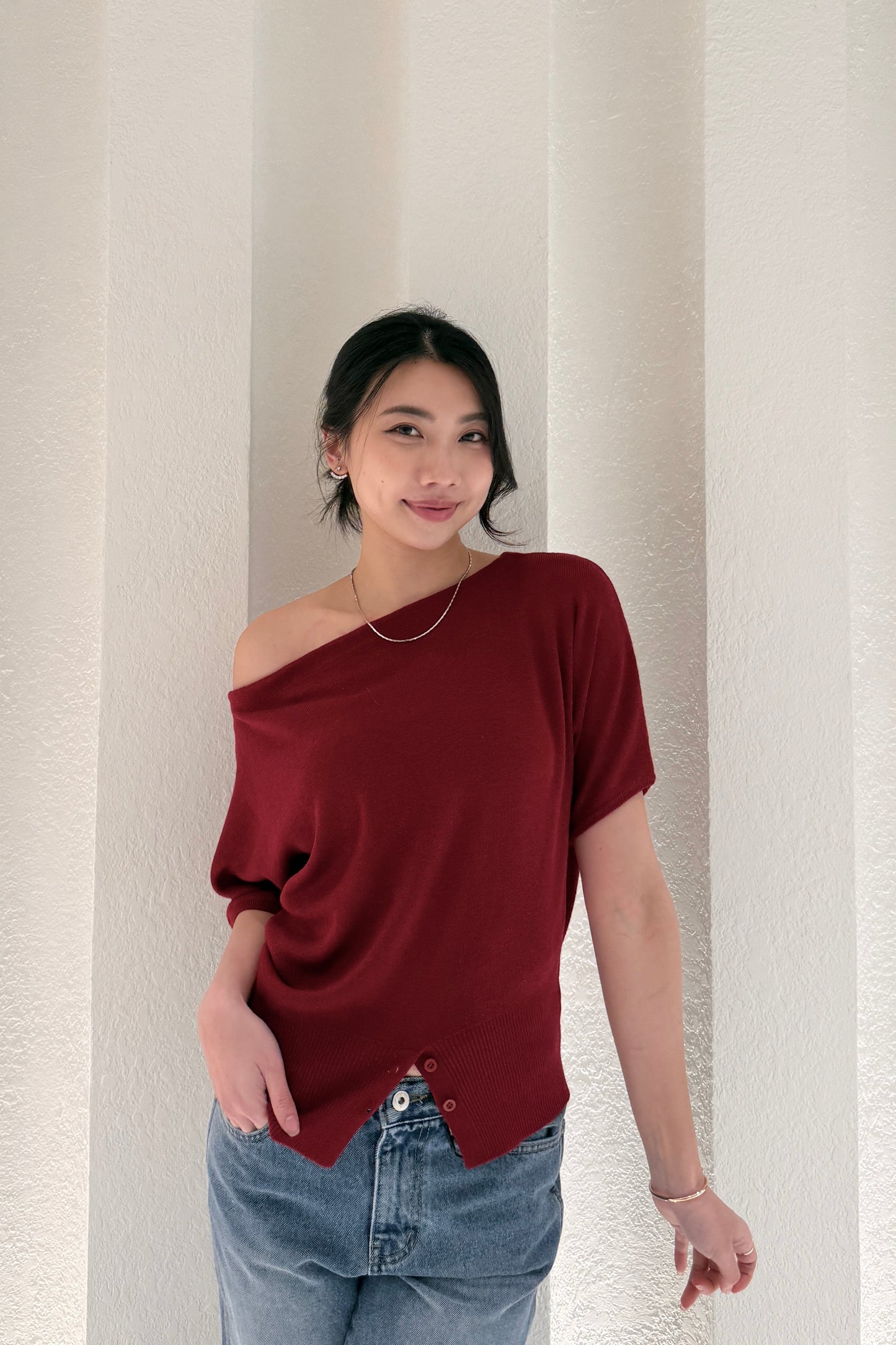 𝐅𝐞𝐛 One Shoulder Soft Knit