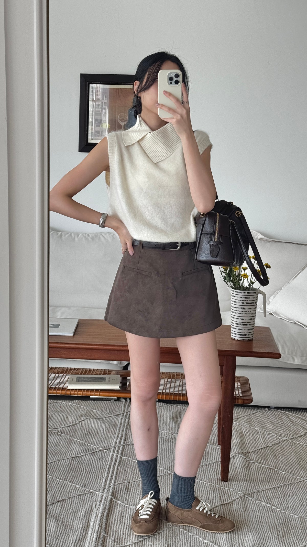 KR 𝐒𝐞𝐩【秋冬必入】Soft Leather Mini Skort