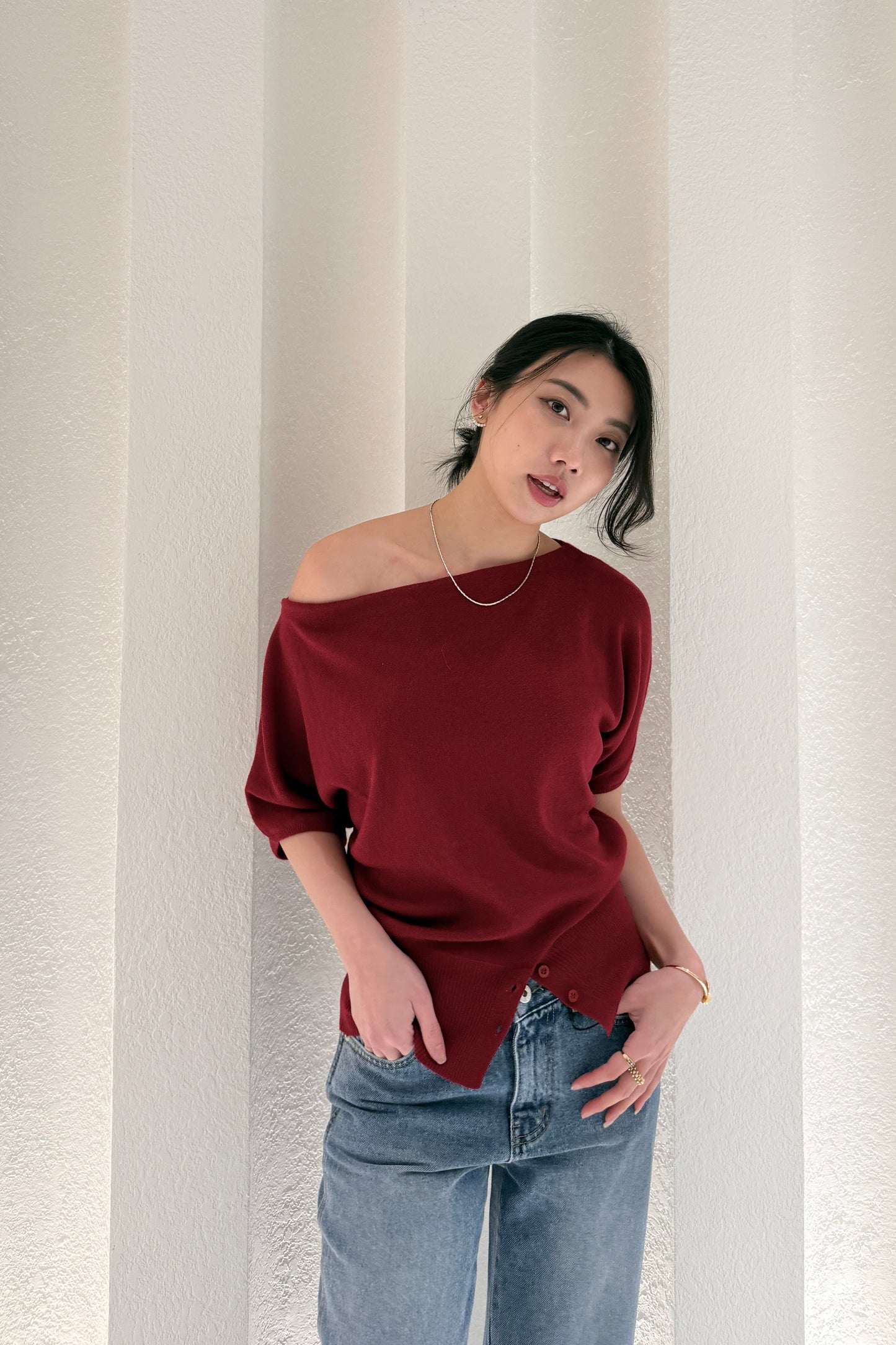 𝐅𝐞𝐛 One Shoulder Soft Knit