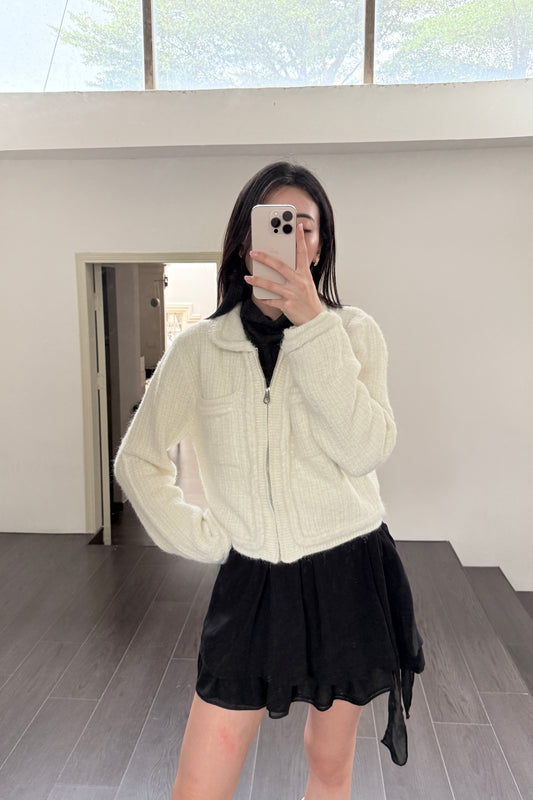 𝐍𝐨𝐯 Textured Cropped Cardigan 【Light-wool】