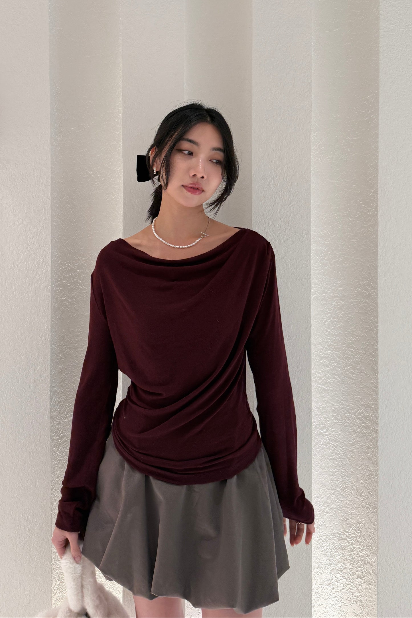 𝐃𝐞𝐜 【Kedi Made】  Lunare Drape Top Long Sleeves 〖升級材質〗