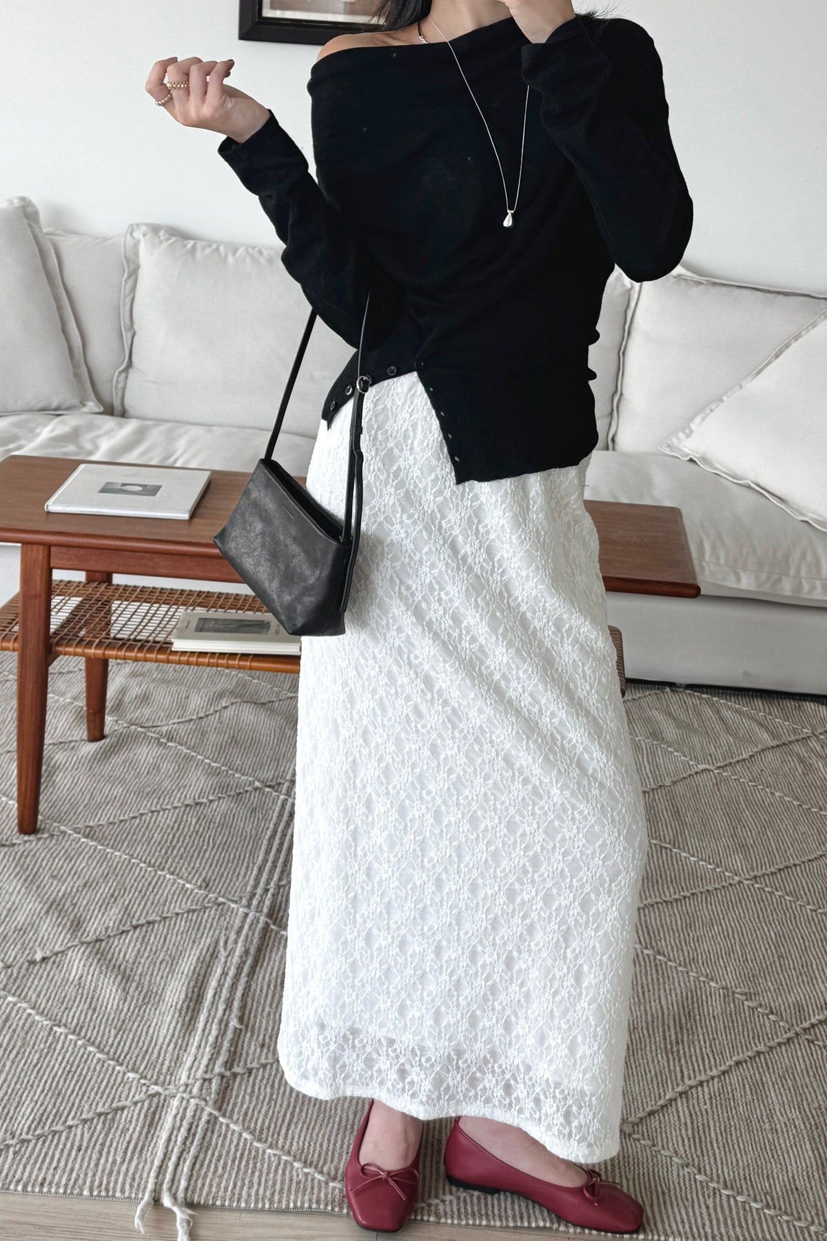 KR 𝐒𝐞𝐩【Feminine Pick】Bare Shoulder Sheer Knit