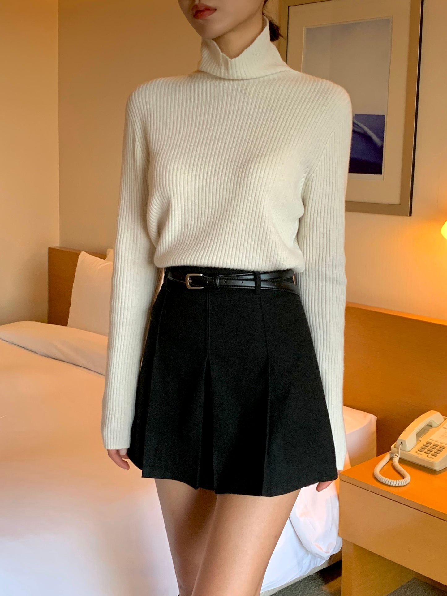 Wool Mini Skort with belt