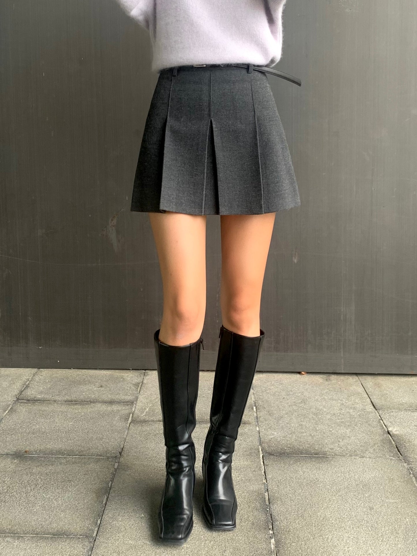 Wool Mini Skort with belt