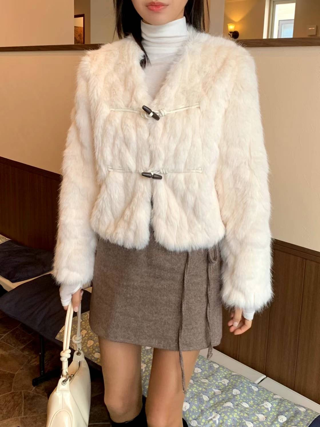 Patterned Furry Coat