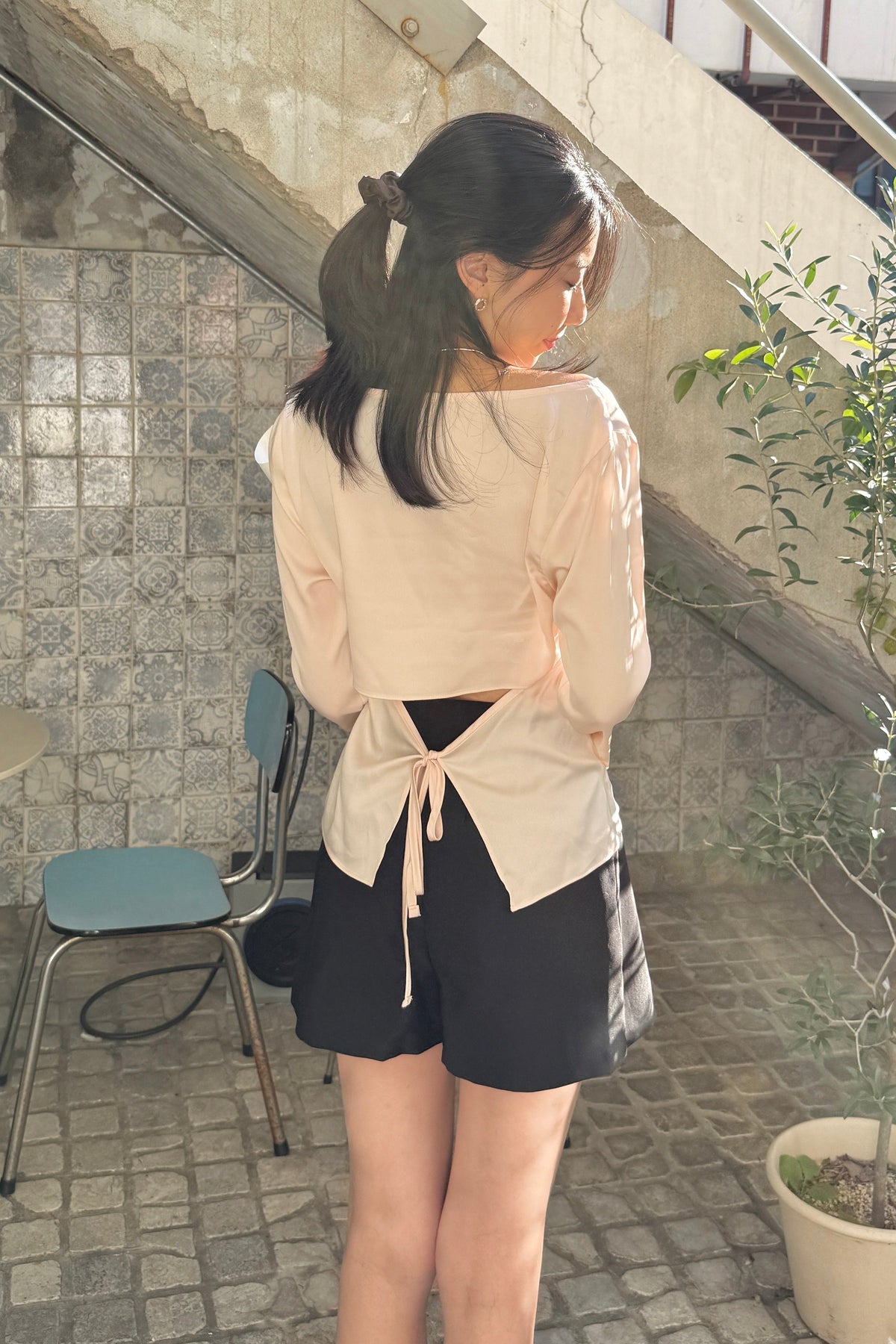 KR 𝐒𝐞𝐩【Office Basics】Satin Boatneck Top