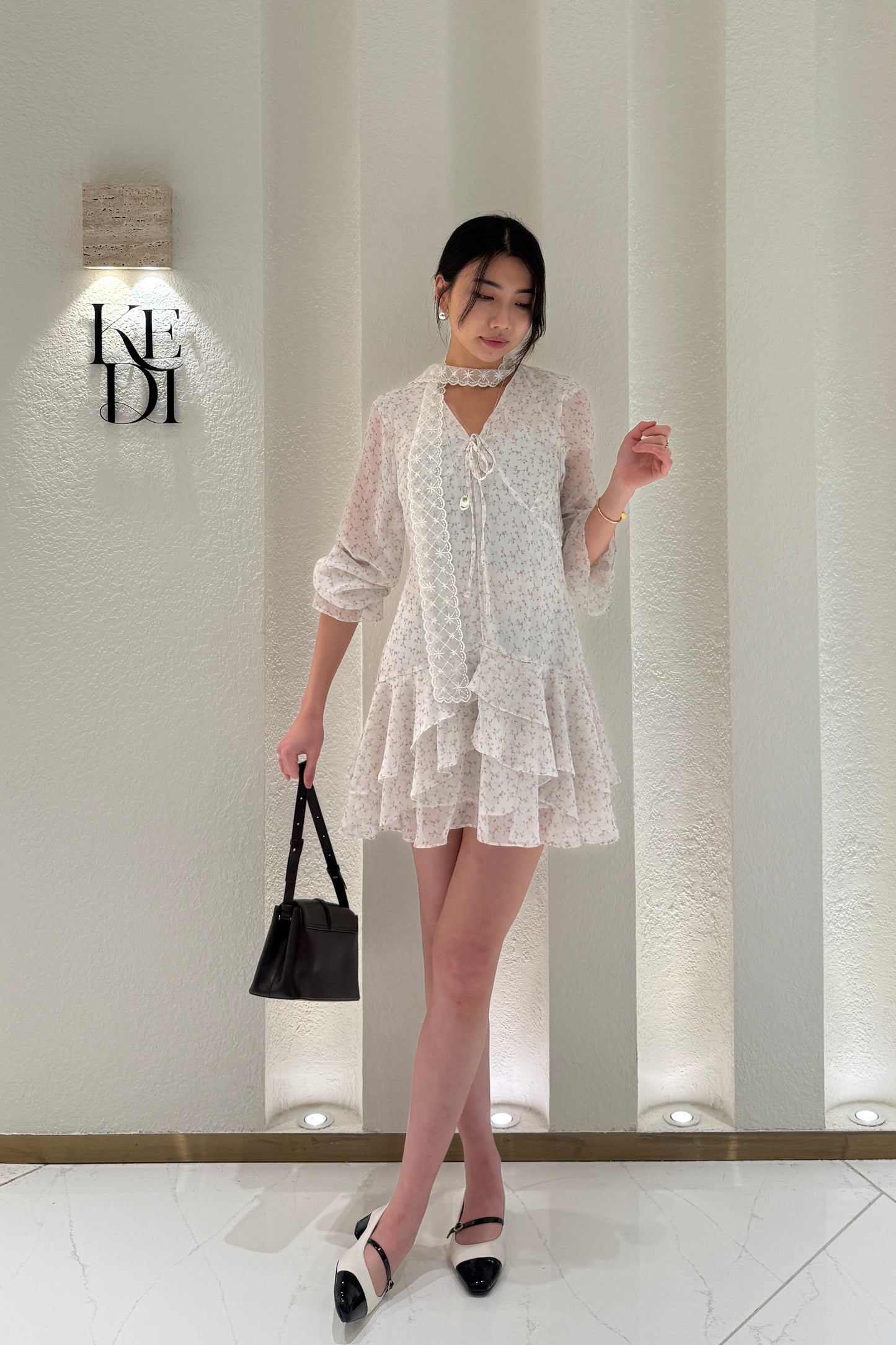 𝐌𝐚𝐫🇰🇷 〖法式感〗 Noir Fleur Dress
