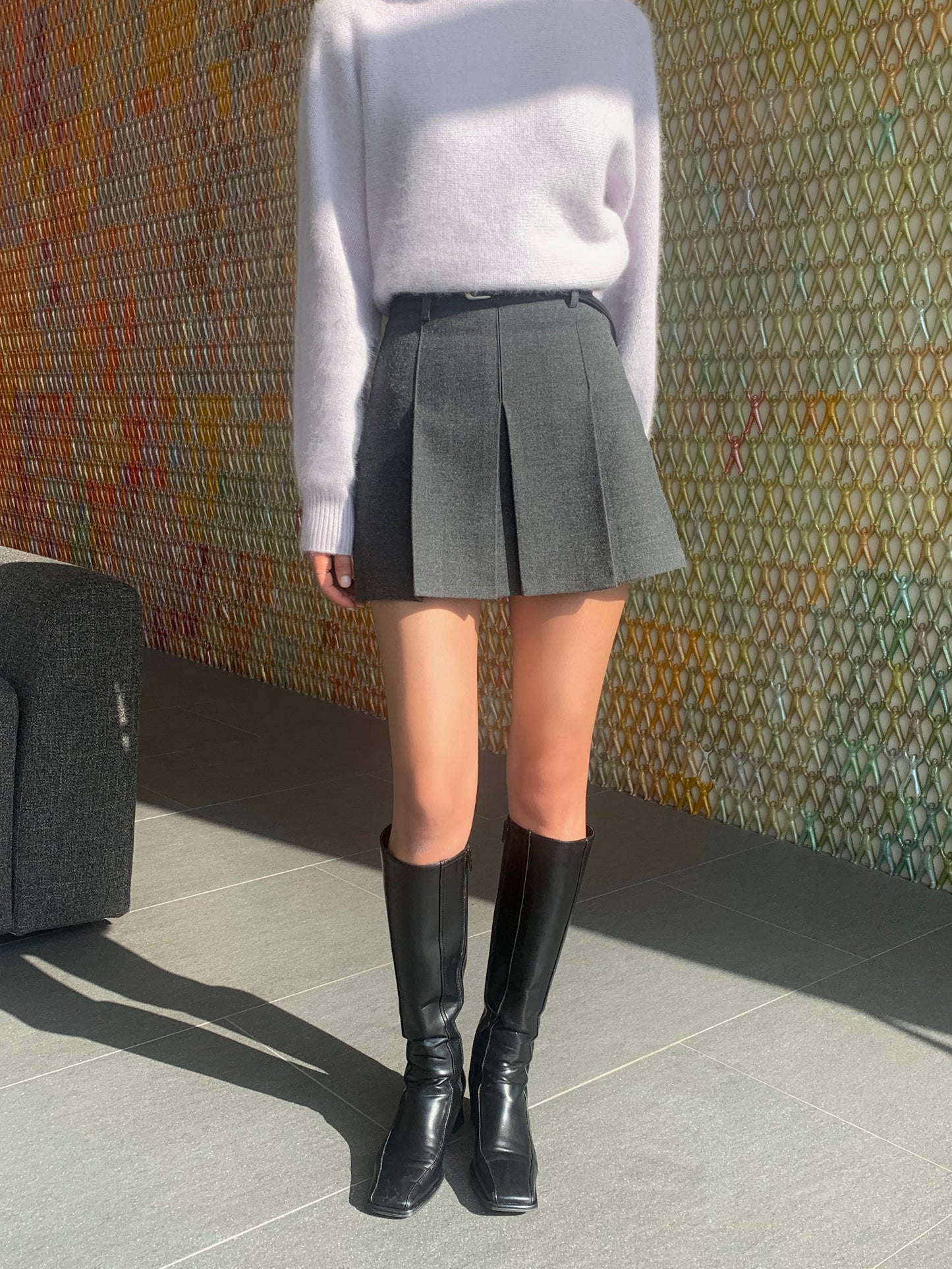 Wool Mini Skort with belt