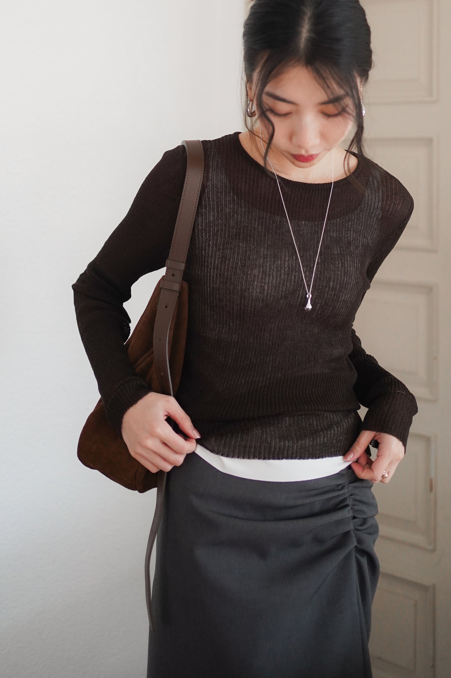 𝐒𝐞𝐩🇰🇷 Noir Sheer Slim Knit