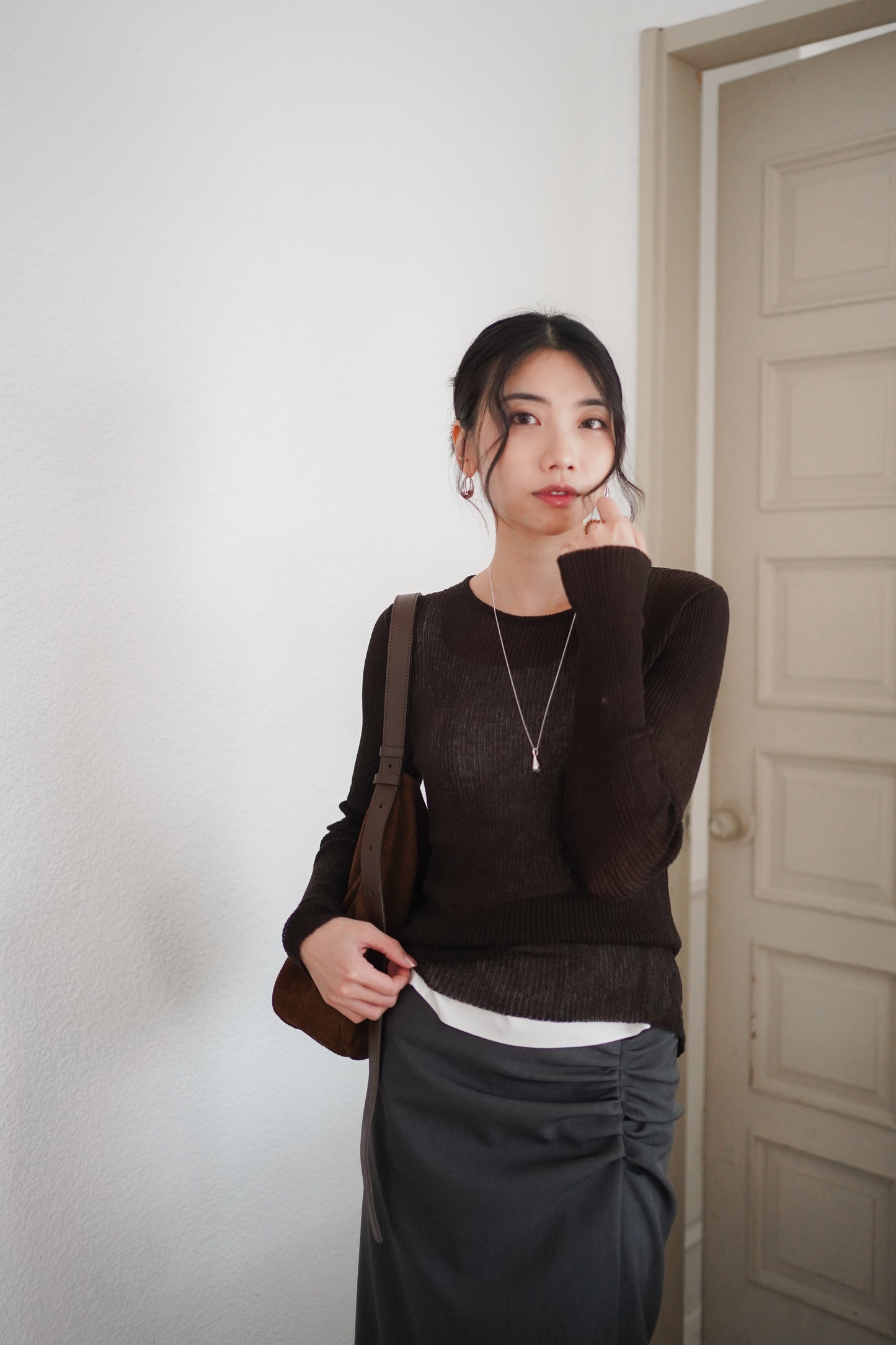 𝐒𝐞𝐩🇰🇷 Noir Sheer Slim Knit