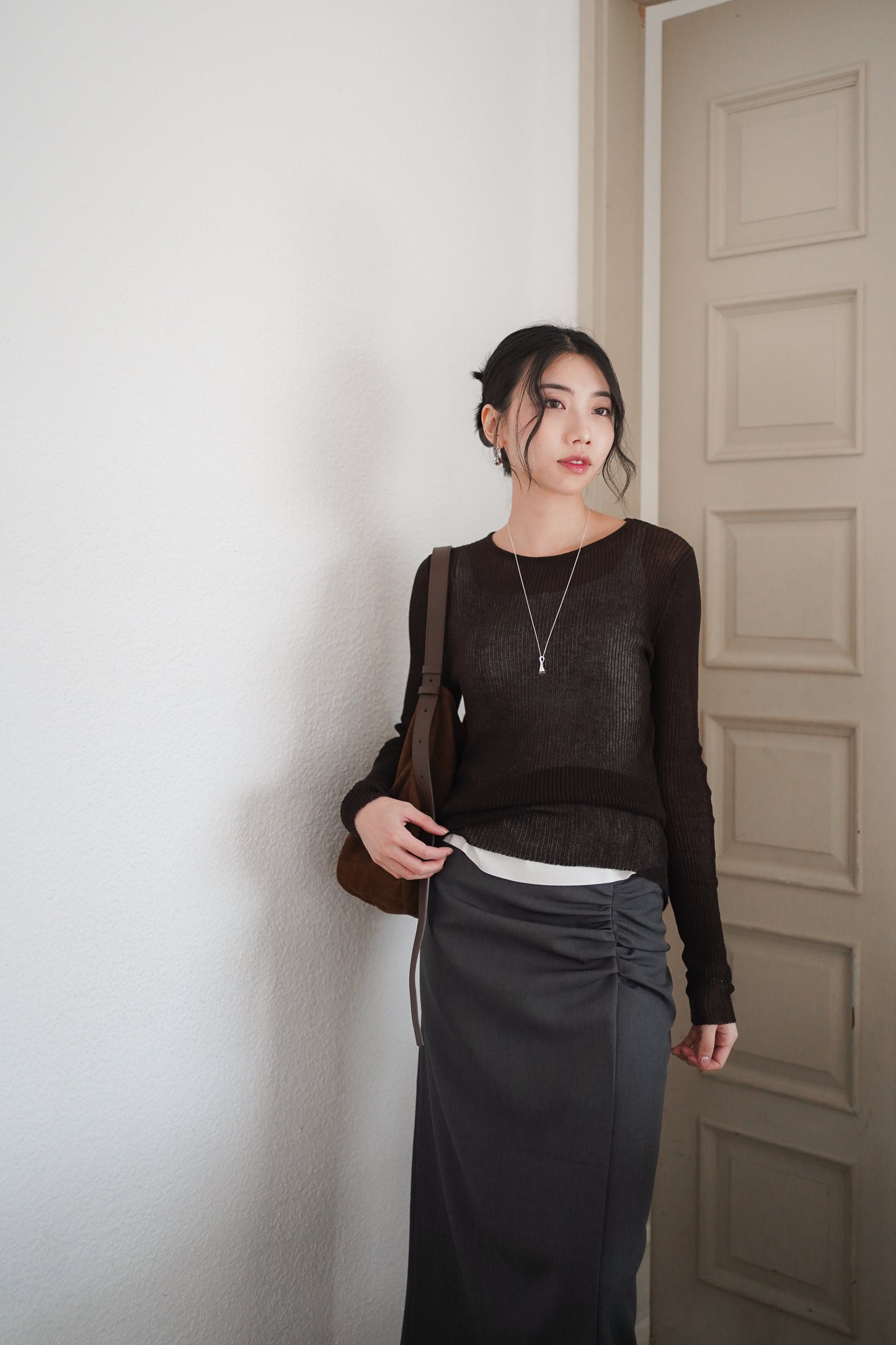 𝐒𝐞𝐩🇰🇷 Noir Sheer Slim Knit
