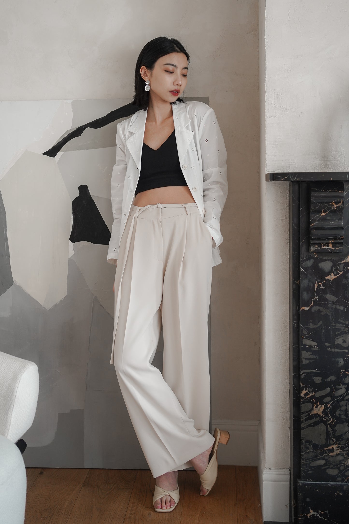 𝙆𝙧 🇰🇷 【𝓦𝓸𝓻𝓴𝔀𝓮𝓪𝓻】 Summer Belted Suit Pants