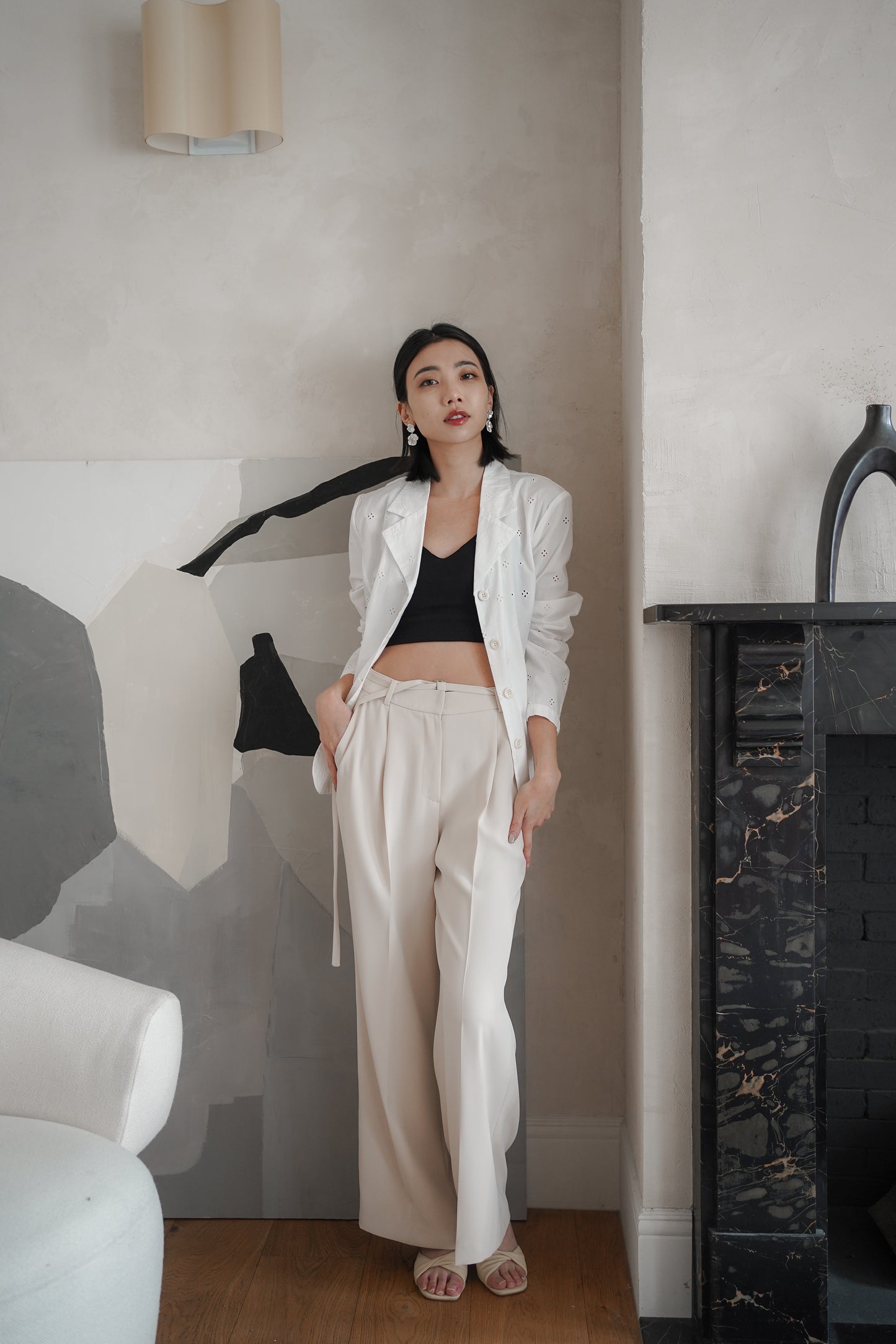 𝙆𝙧 🇰🇷 【𝓦𝓸𝓻𝓴𝔀𝓮𝓪𝓻】 Summer Belted Suit Pants