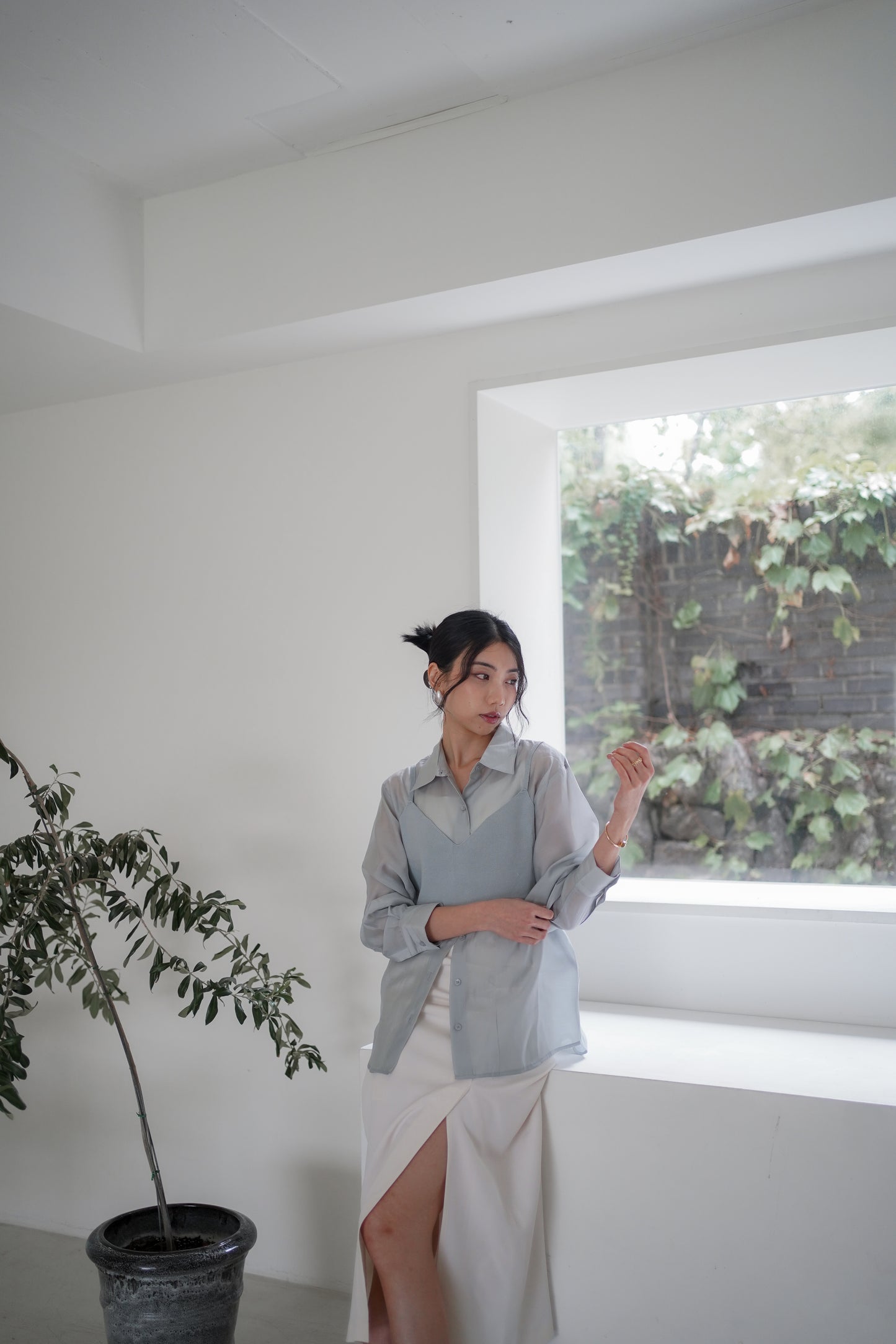 𝐒𝐞𝐩🇰🇷 Tencil Duo Layer Shirt Set
