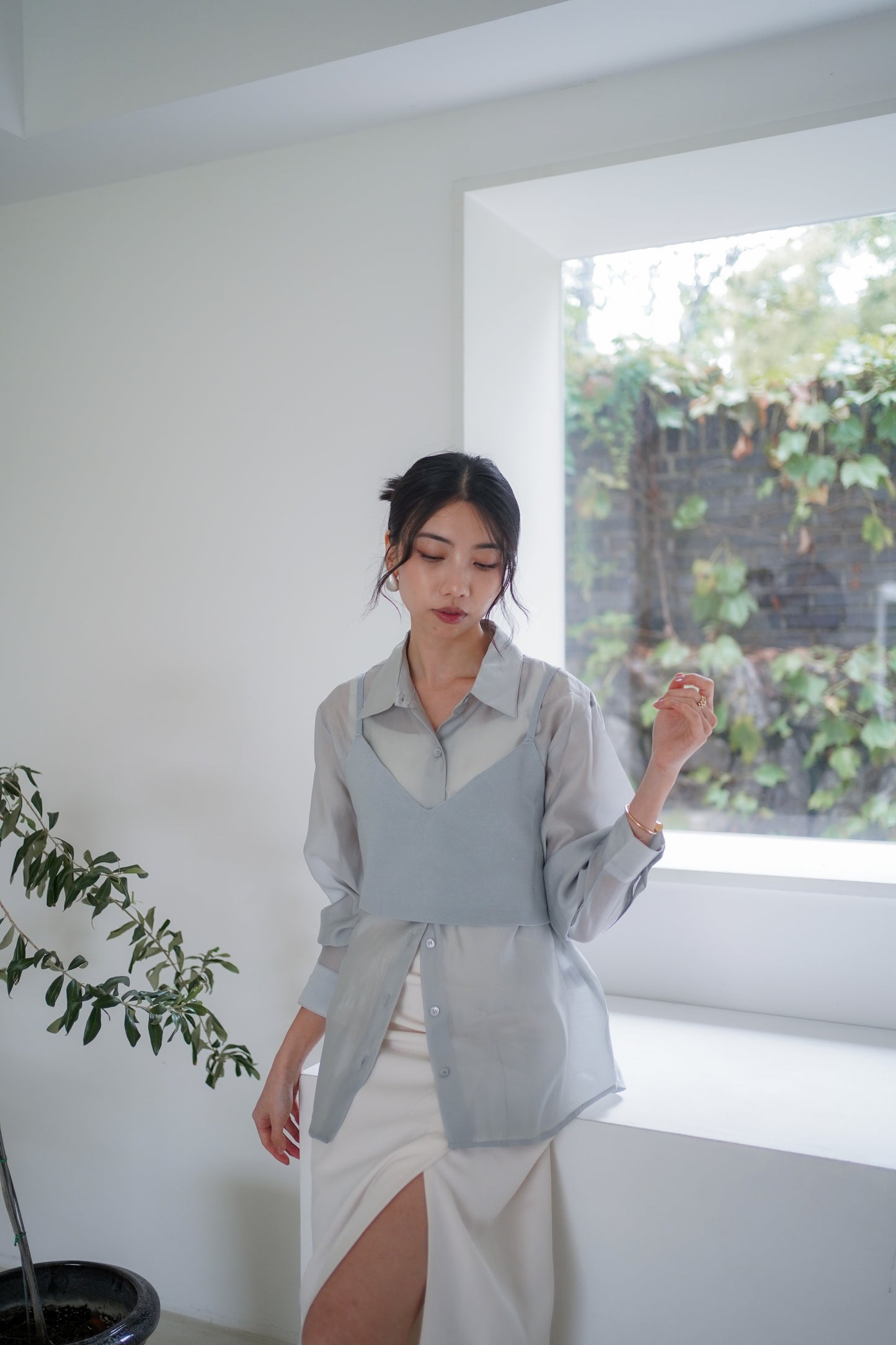 𝐒𝐞𝐩🇰🇷 Tencil Duo Layer Shirt Set