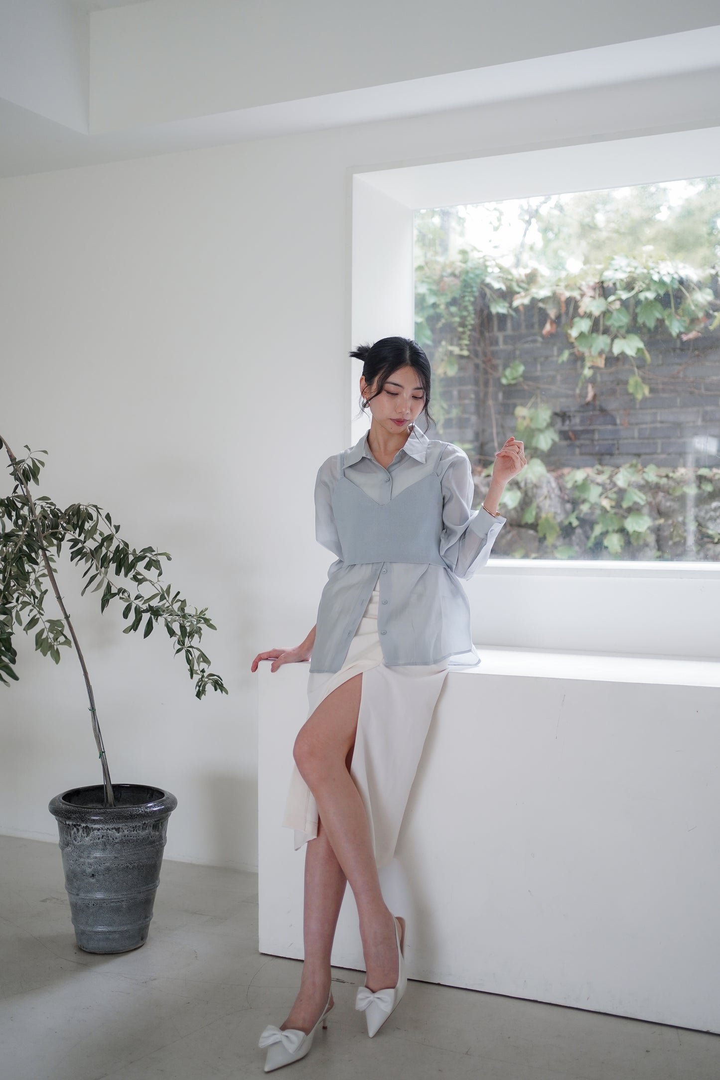 𝐒𝐞𝐩🇰🇷 Tencil Duo Layer Shirt Set