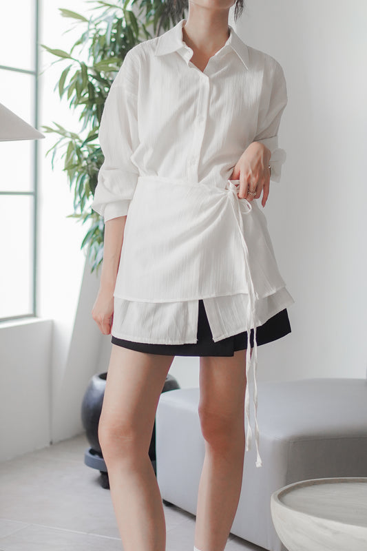 𝐎𝐜𝐭 Layered Wrap Shirt 【免熨自然直！】