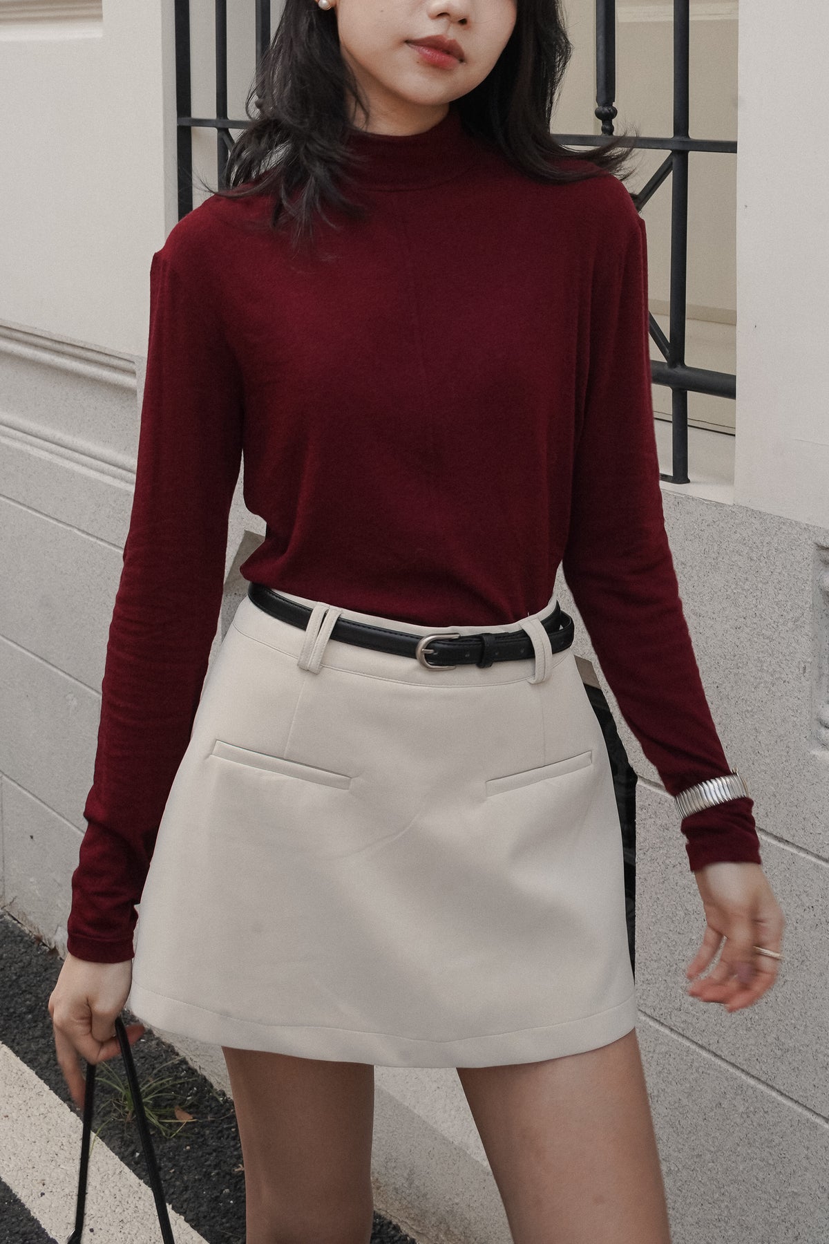 Burgundy Muse High-Neck Top, new version without waist ties