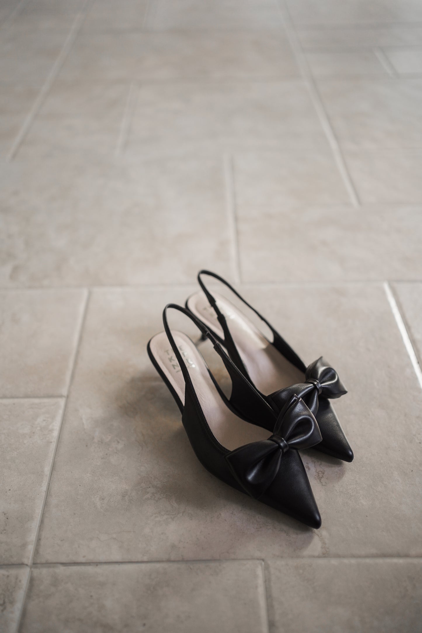 Kedi Matte Ribbon Heels - Black