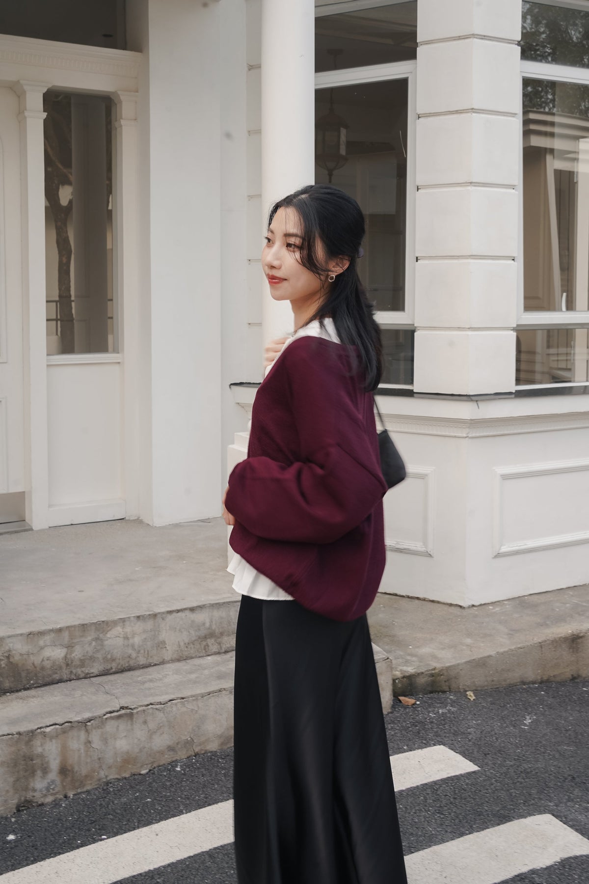 Fluid Satin Midi Skirt — Black
