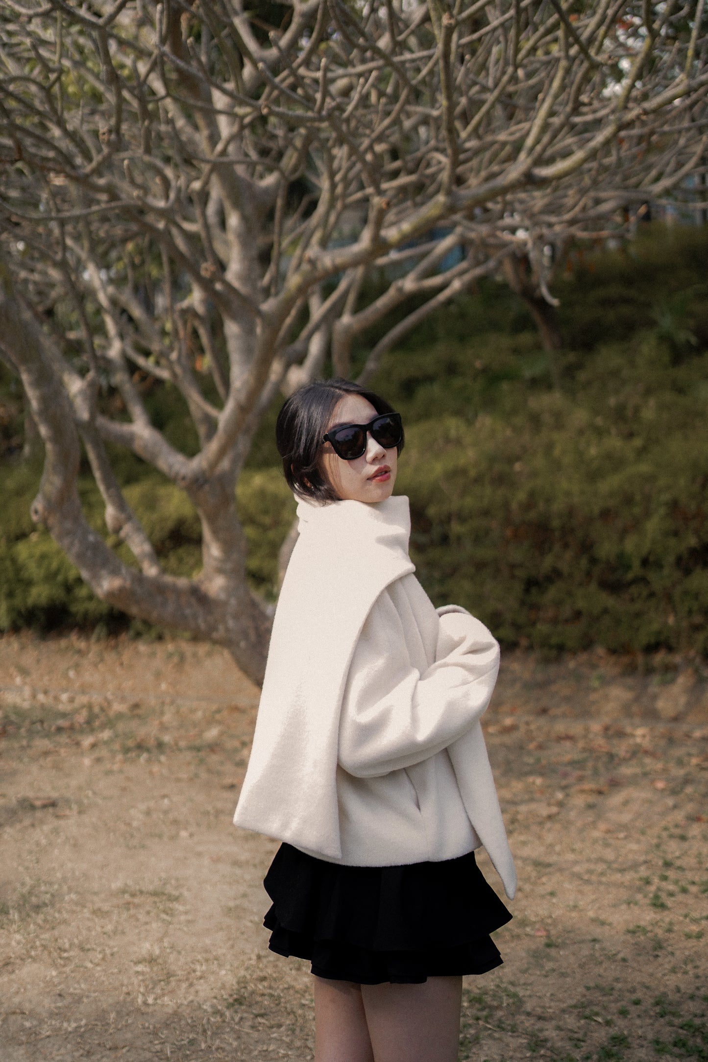 𝐃𝐞𝐜 【Kedi Made】Atelier Wool Coat & Scarf Set 〖法式極簡短外套〗