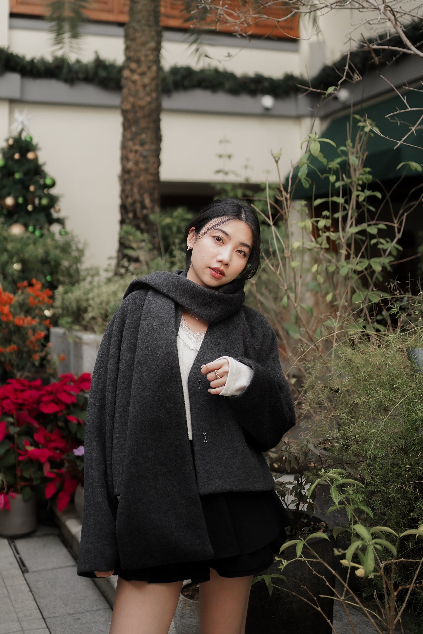 𝐃𝐞𝐜 【Kedi Made】Atelier Wool Coat & Scarf Set 〖法式極簡短外套〗
