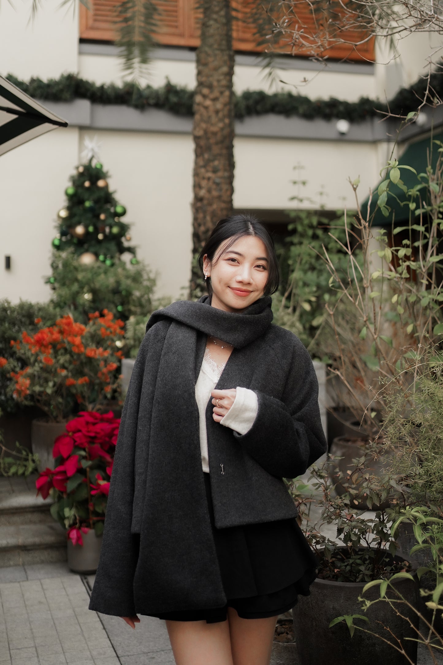 𝐃𝐞𝐜 【Kedi Made】Atelier Wool Coat & Scarf Set 〖法式極簡短外套〗