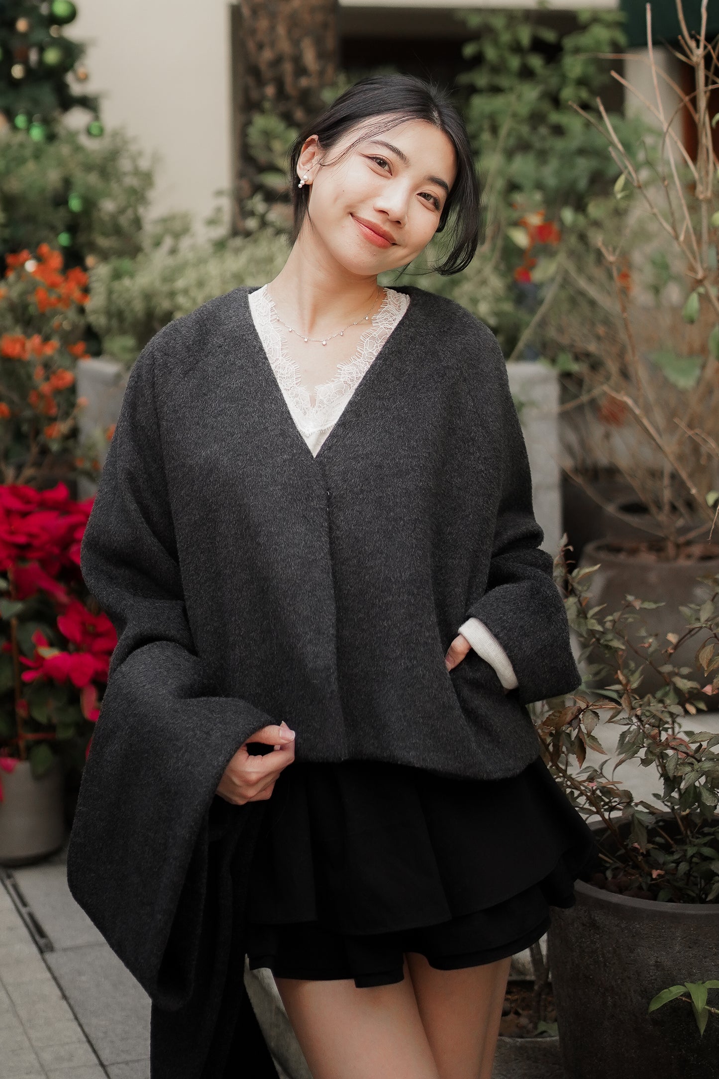 𝐃𝐞𝐜 【Kedi Made】Atelier Wool Coat & Scarf Set 〖法式極簡短外套〗