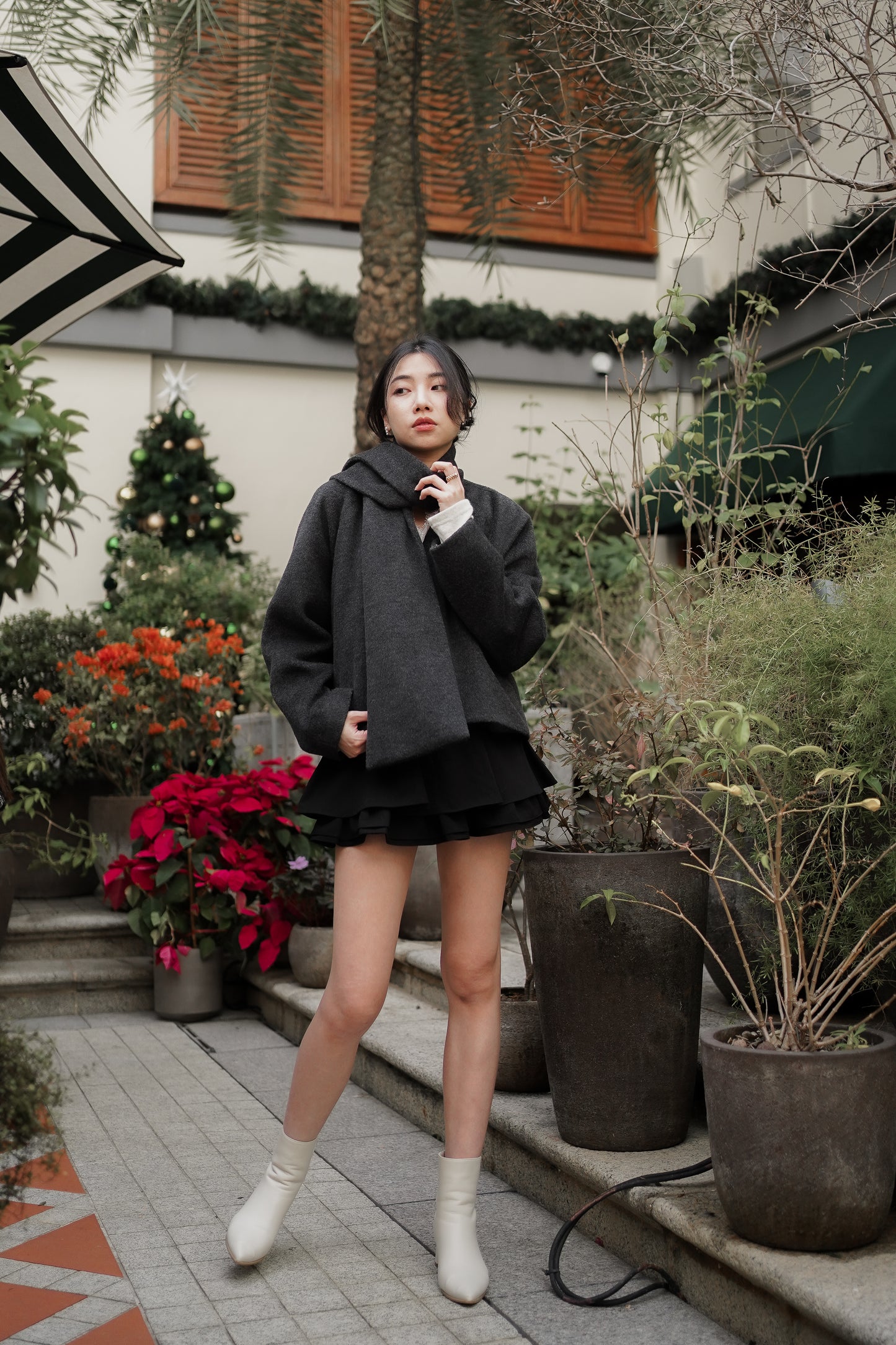 𝐃𝐞𝐜 【Kedi Made】Atelier Wool Coat & Scarf Set 〖法式極簡短外套〗