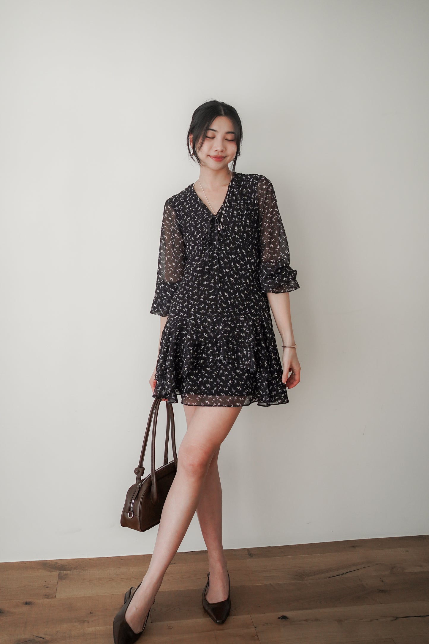𝐌𝐚𝐫🇰🇷 〖法式感〗 Noir Fleur Dress