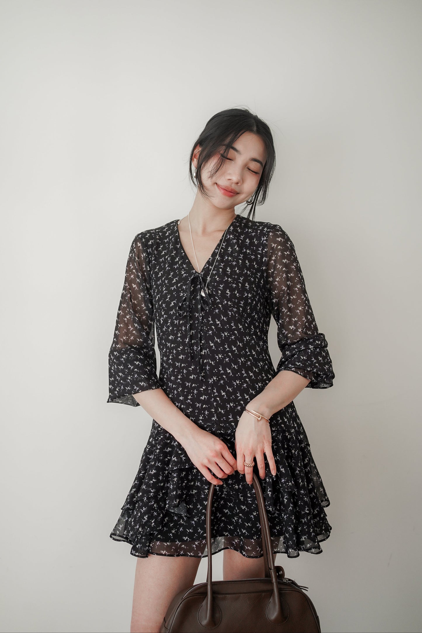 𝐌𝐚𝐫🇰🇷 〖法式感〗 Noir Fleur Dress