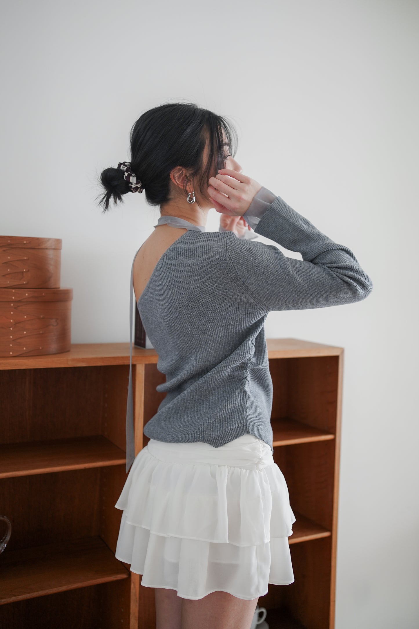 𝐌𝐚𝐫🇰🇷 One Shoulder Tie Knit Top