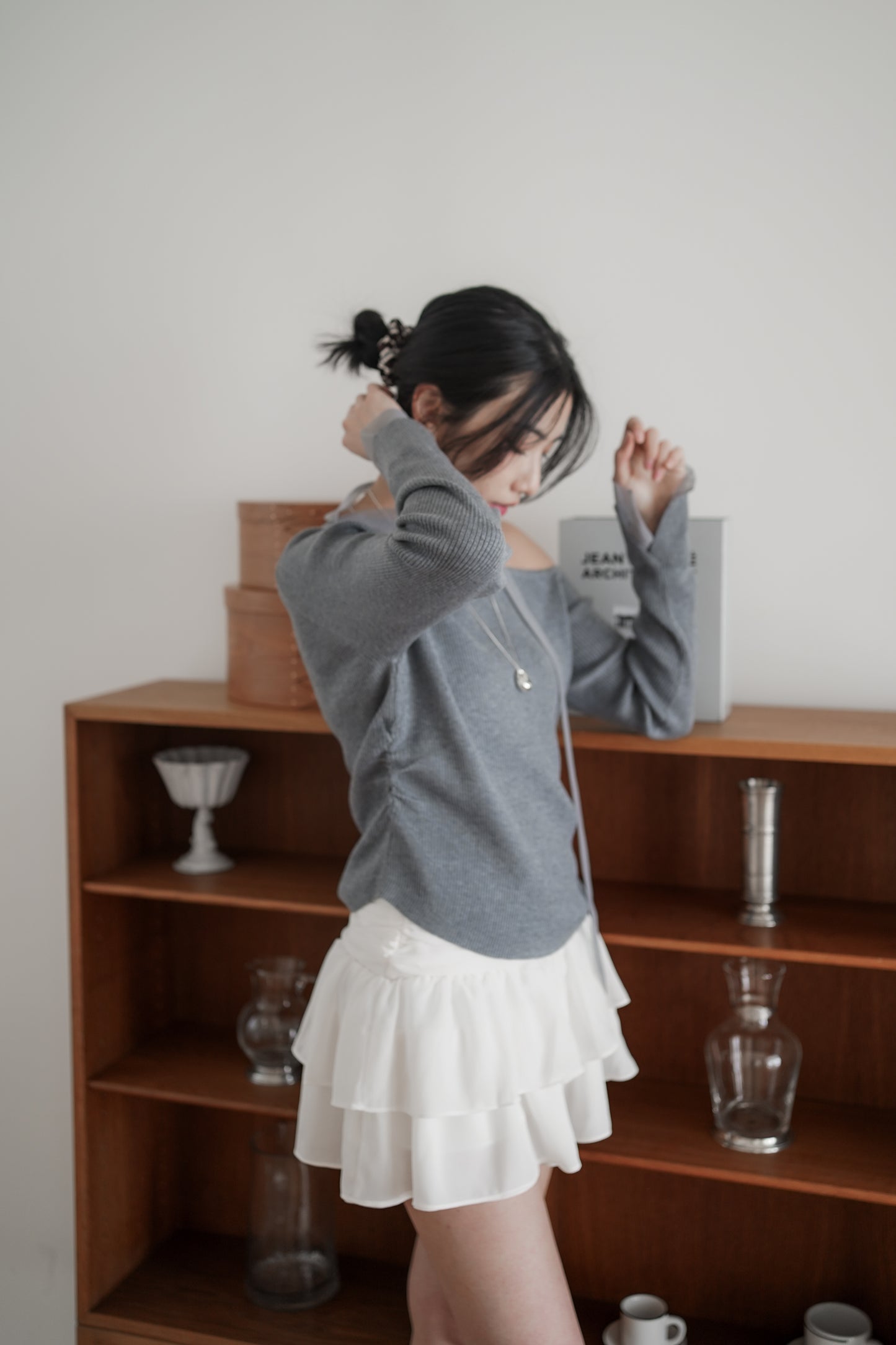 𝐌𝐚𝐫🇰🇷 One Shoulder Tie Knit Top